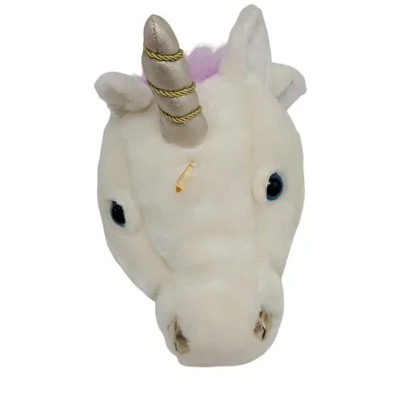Good Condition Plush Unicorn Hat With Purple Mane & Gold Horn with sounds - Picture 5 of 6